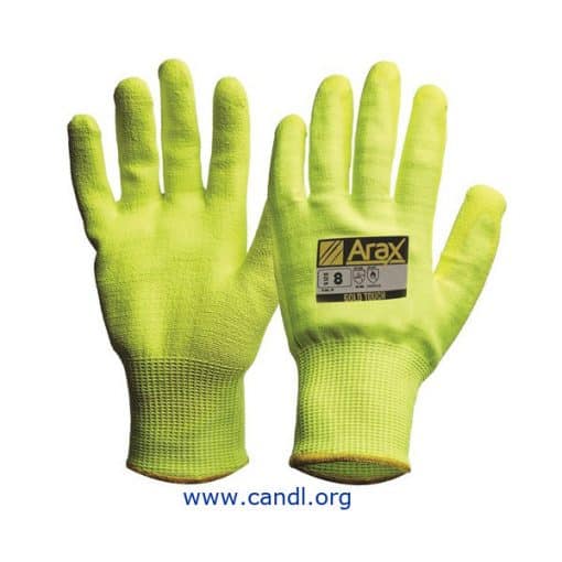 Arax® Gold Hi-Vis Yellow With Hi-Vis Yellow PU Palm Gloves