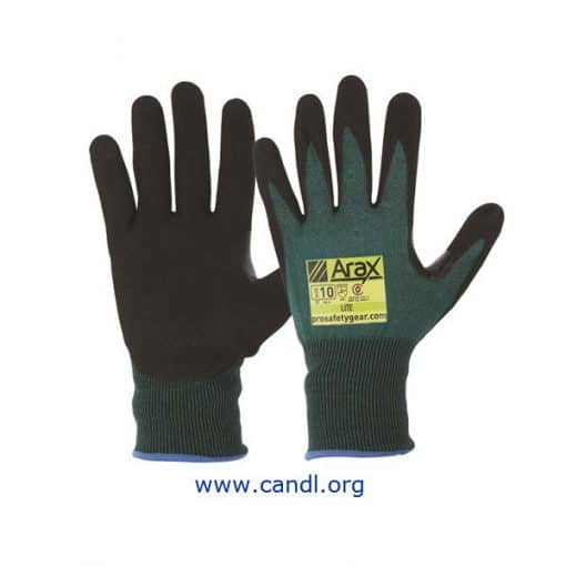 Arax® Green Nitrile Sand Dip Palm Gloves