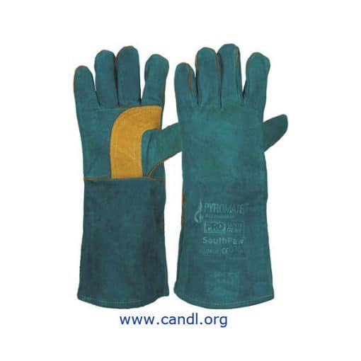 Pyromate® South Paw® Left Hand Pair - Green & Gold Kevlar® Gloves